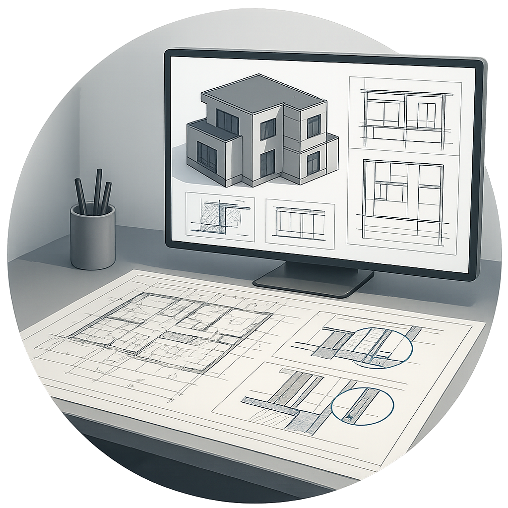 Modelo 3D BIM con planos coordinados